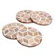 Round Wood And Resin Diamond Pattern Tea Coaster Set of 4